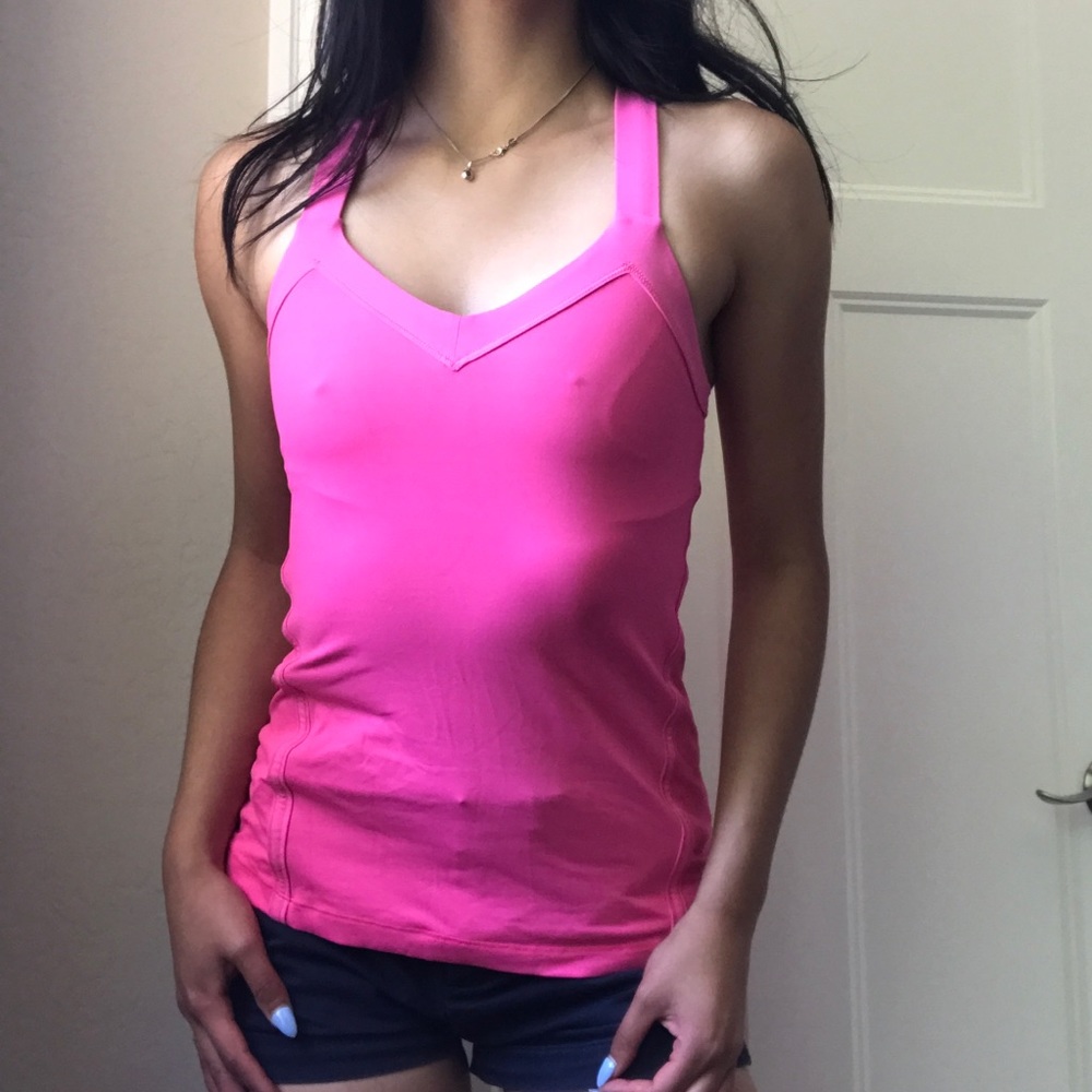 Lululemon Track & Train Pink Tank with Criss Cross Strappy V Neck